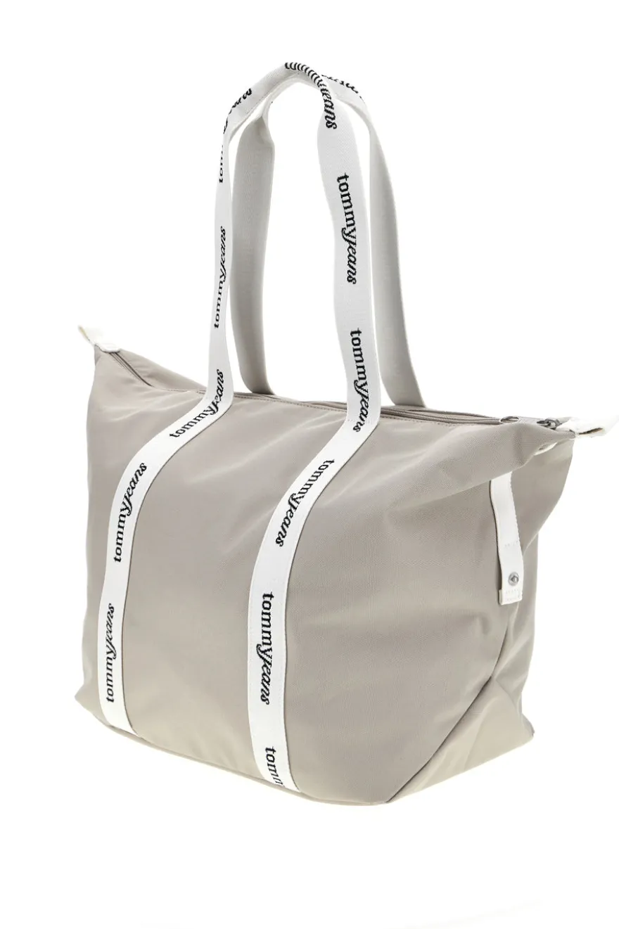 Borsa Mare Beige in Tessuto con Manici con Logo Tommy Jeans 18461