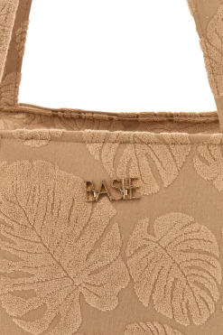 Borsa Mare Beige in Tessuto con Stampa Foglie e Frange Basile CLASS BA22208