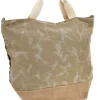 Borsa Mare Beige in Tessuto con Stampa Zebrata e Base in Iuta Basile CLASS BA22219