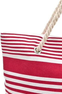 Borsa Mare Bianca e Fucsia A Righe Fun Beach XI Y005
