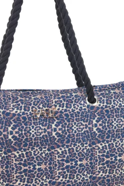 Borsa mare blu con stampa animalier e manici corda Basile BA23632