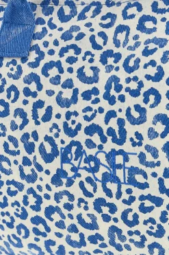 Borsa Mare Blu in Tessuto Denim con Stampa Animalier e Frange Basile CLASS BA22223