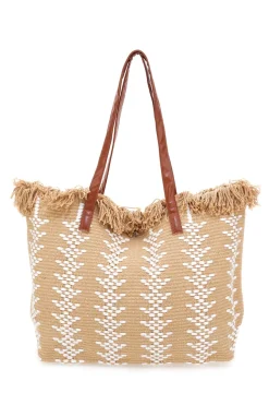 Borsa Mare con Frange Beige First Lady Y004