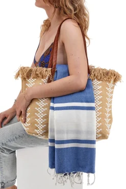 Borsa Mare con Frange Beige First Lady Y004