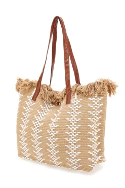 Borsa Mare con Frange Beige First Lady Y004
