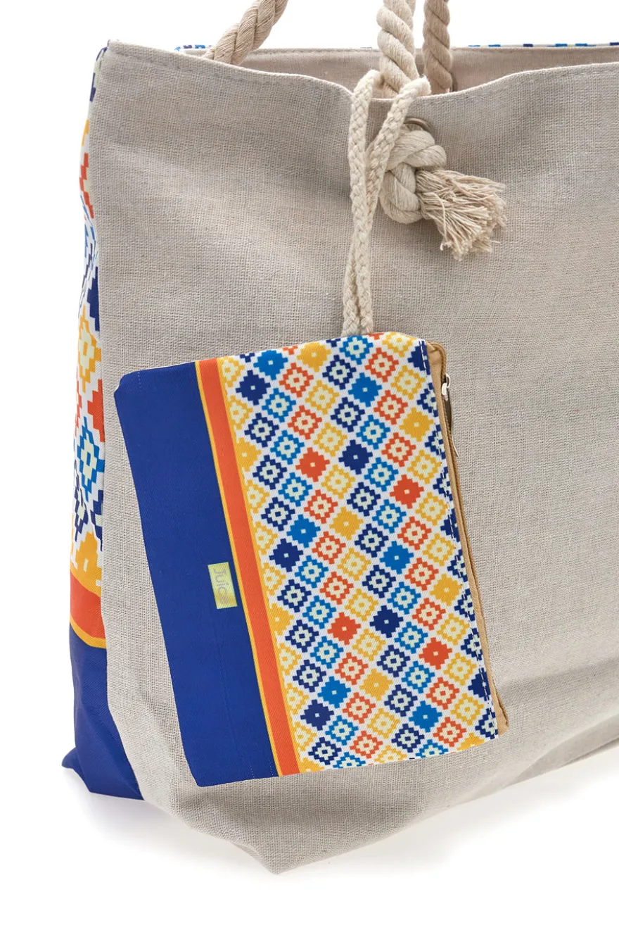 Borsa mare con pochette fantasia multicolore Juice Ischia 0169
