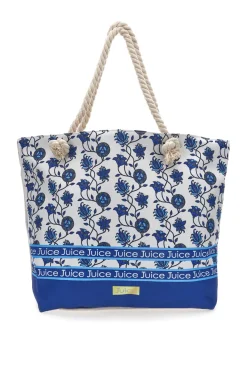 Borsa mare con pochette fantasia blu bianco Juice Santorini 0169