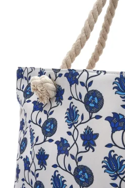 Borsa mare con pochette fantasia blu bianco Juice Santorini 0169