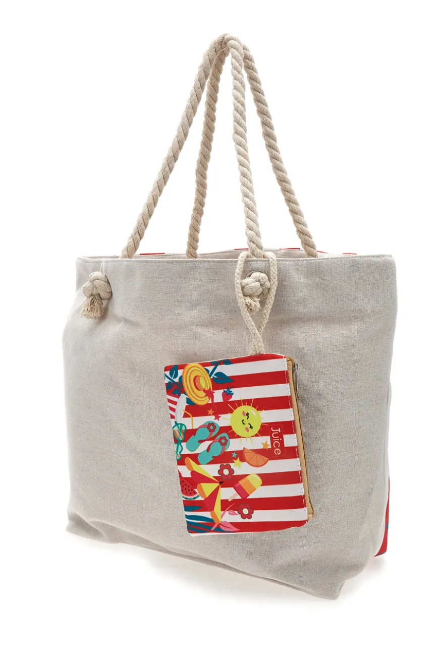 Borsa mare con pochette fantasia estiva rossa Juice Maiorca 0169