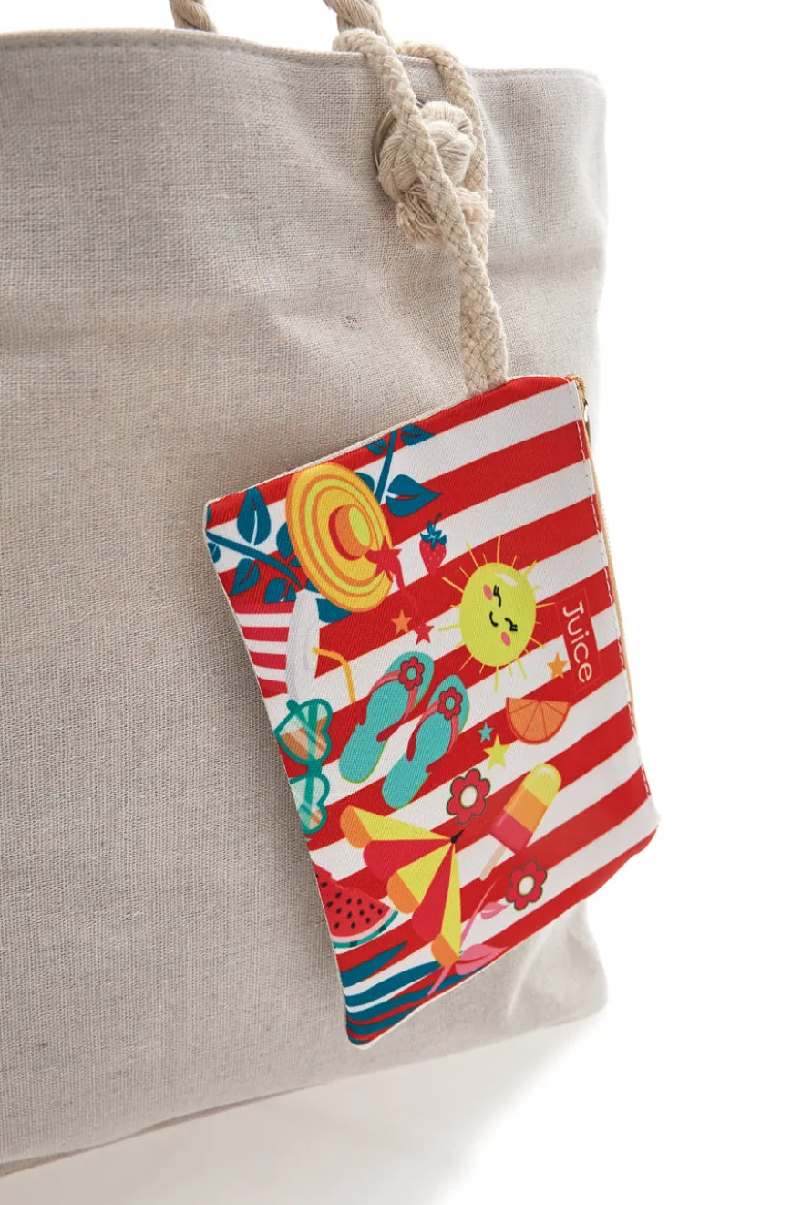 Borsa mare con pochette fantasia estiva rossa Juice Maiorca 0169