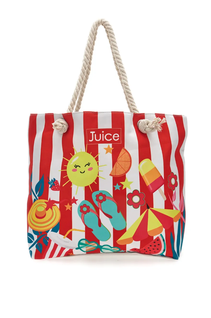 Borsa mare con pochette fantasia estiva rossa Juice Maiorca 0169