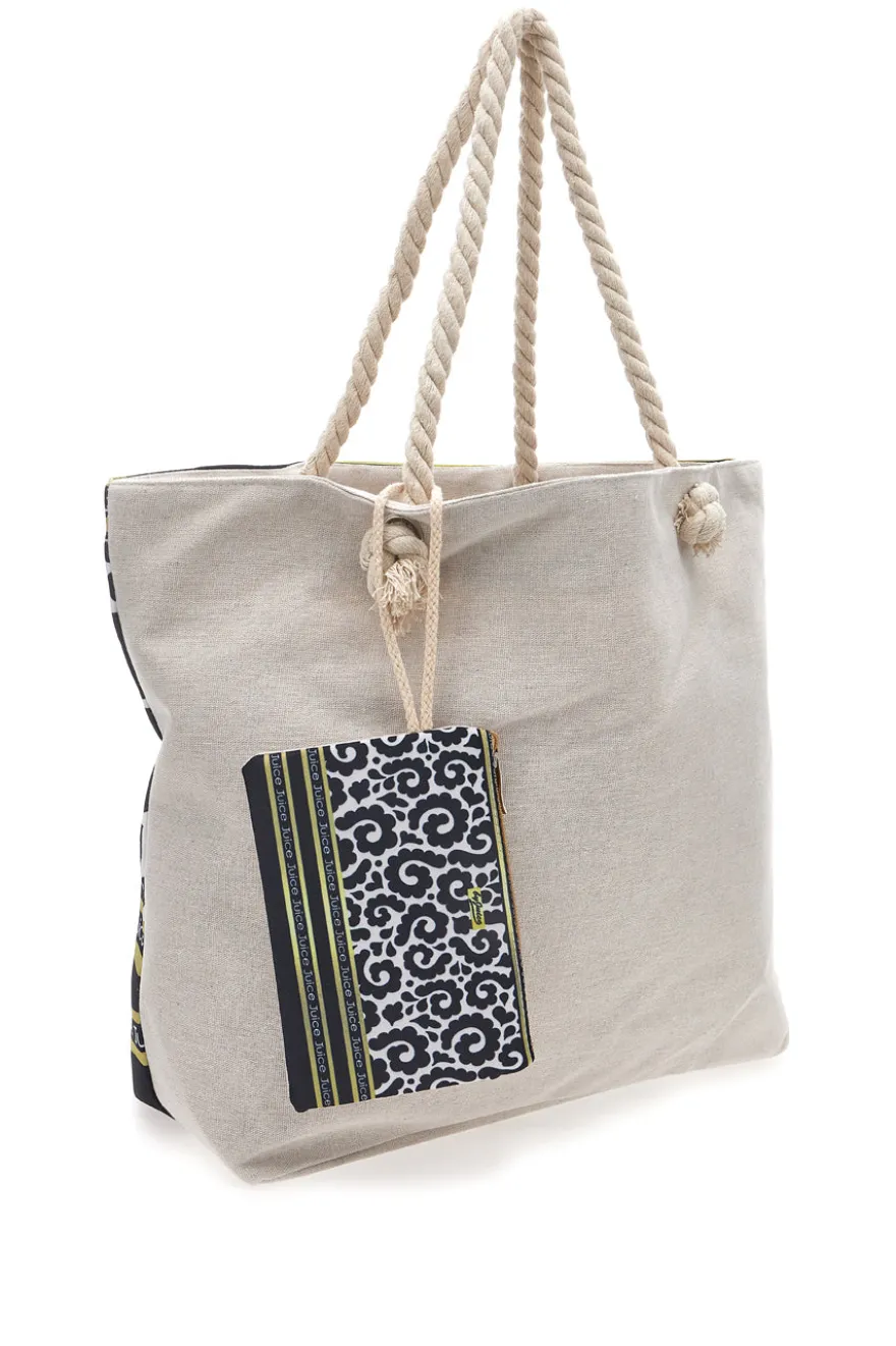 Borsa mare con pochette fantasia nero bianco Juice Rodi 0169