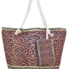 Borsa mare leopardata con manici corda Juice ITACA