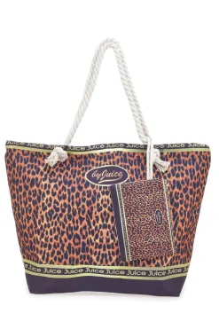 Borsa mare leopardata con manici corda Juice ITACA