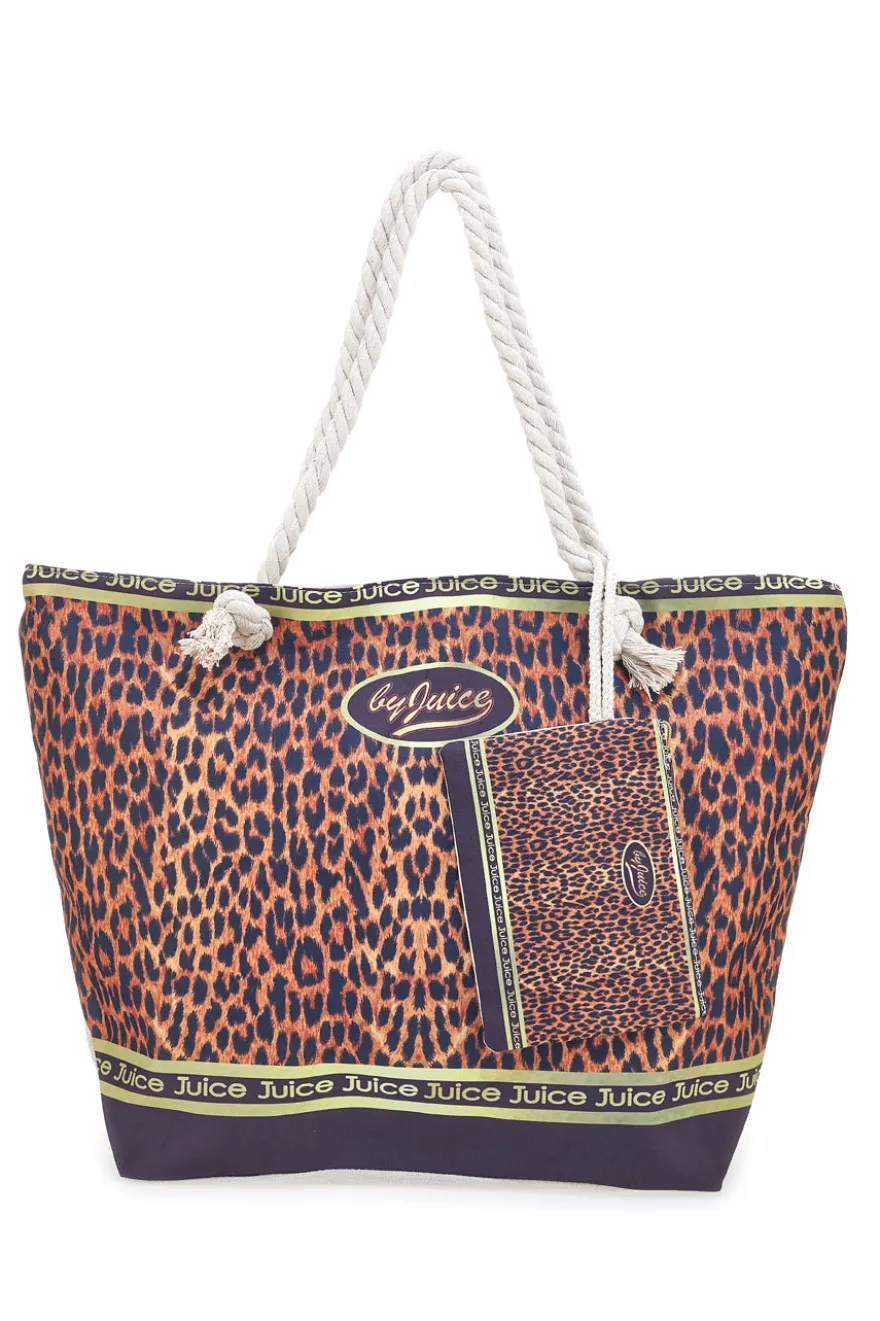 Borsa mare leopardata con manici corda Juice ITACA
