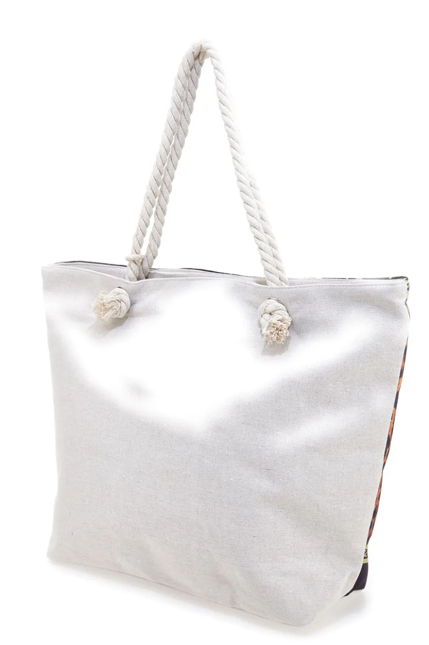Borsa mare leopardata con manici corda Juice ITACA