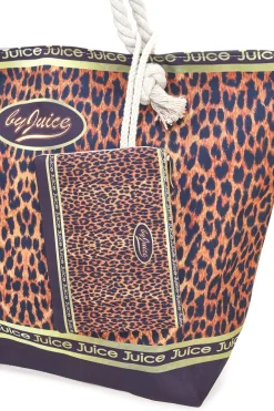 Borsa mare leopardata con manici corda Juice ITACA