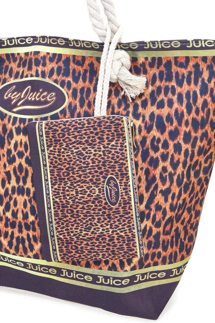 Borsa mare leopardata con manici corda Juice ITACA