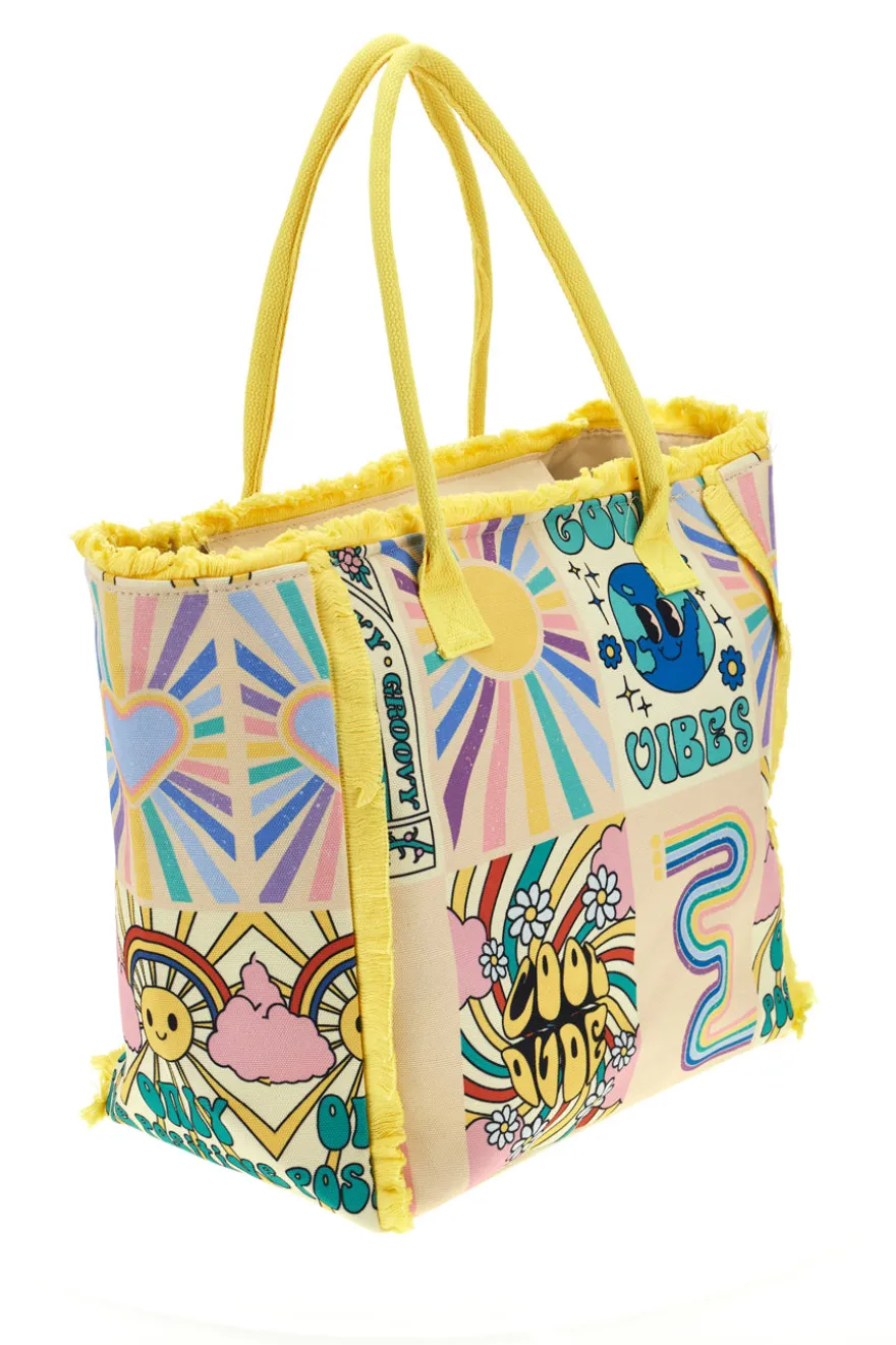 Borsa mare multicolore con frange Basile BA23721