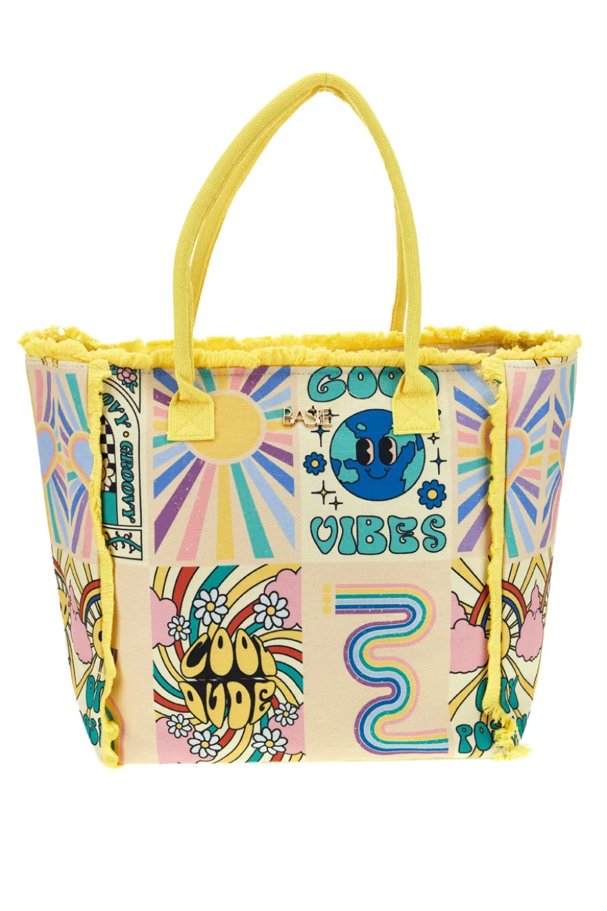 Borsa mare multicolore con frange Basile BA23721