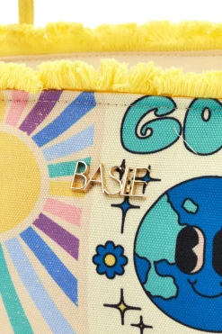 Borsa mare multicolore con frange Basile BA23721