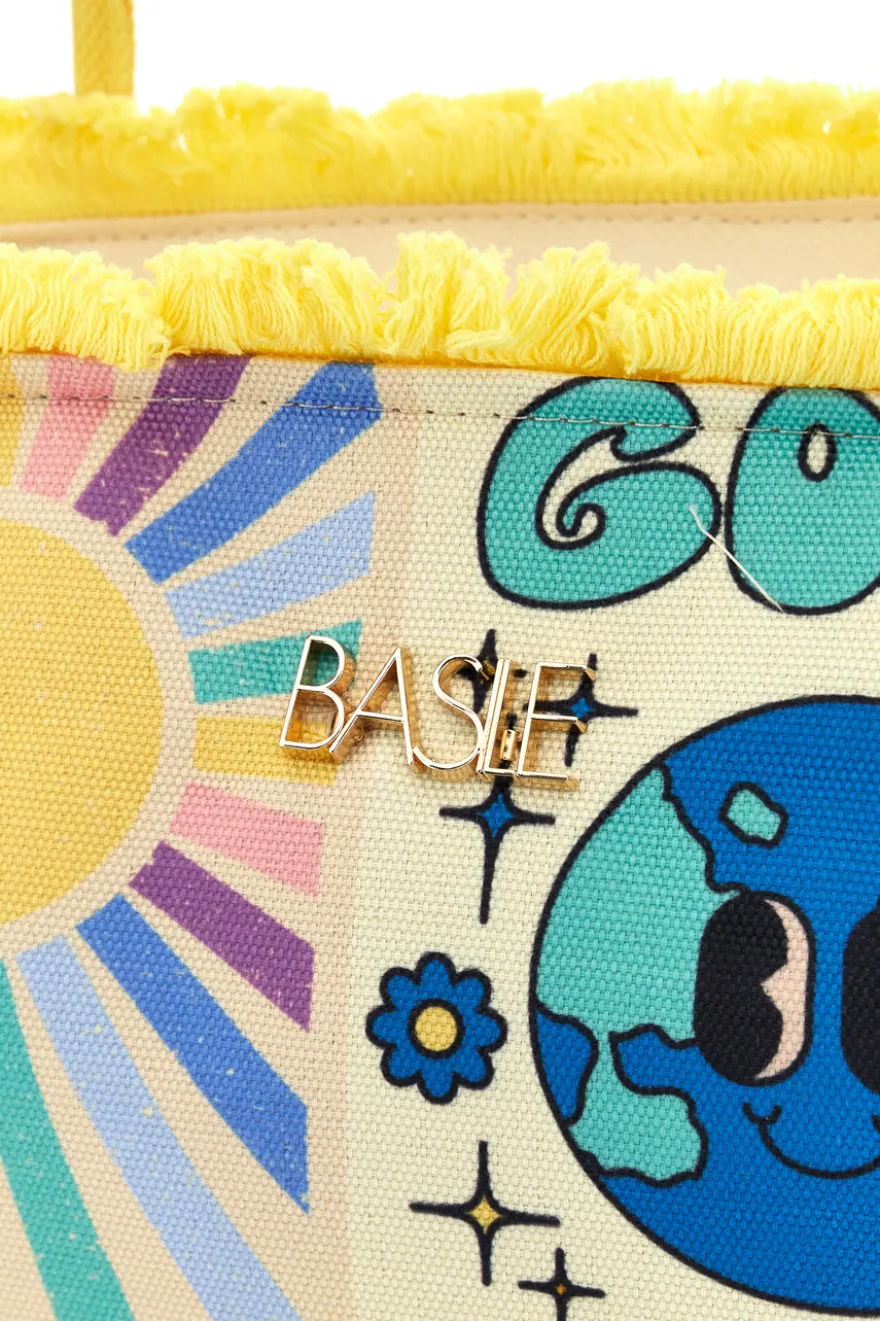 Borsa mare multicolore con frange Basile BA23721