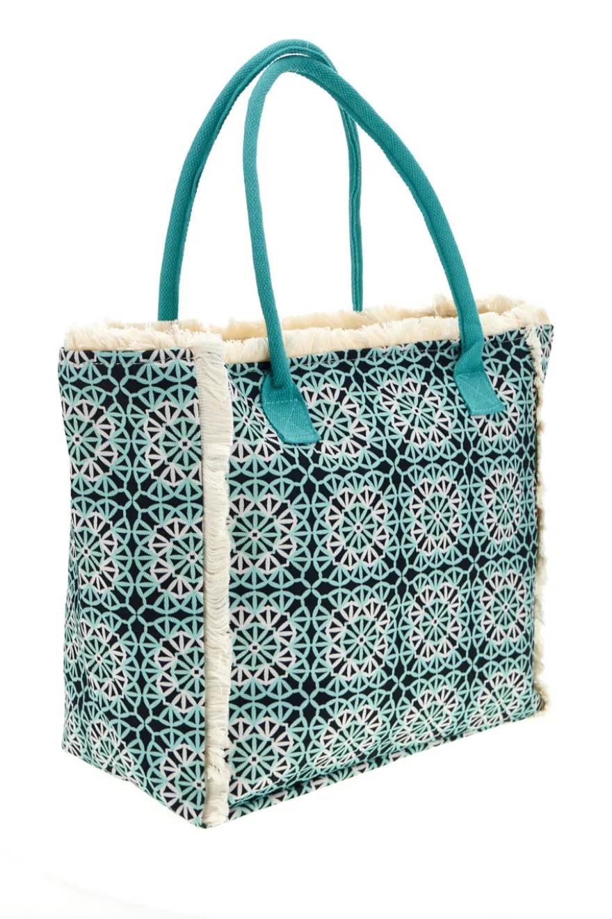 Borsa mare multicolore con frange Basile BA23741