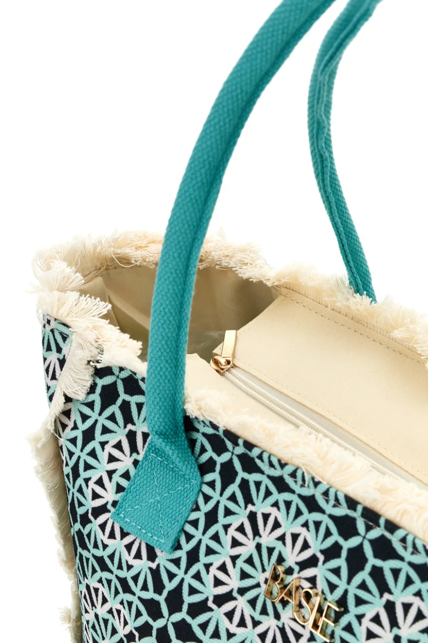 Borsa mare multicolore con frange Basile BA23741