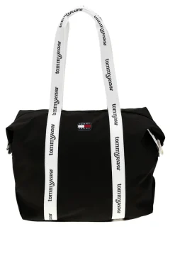 Borsa Mare Nera in Tessuto con Manici con Logo Tommy Jeans 18461