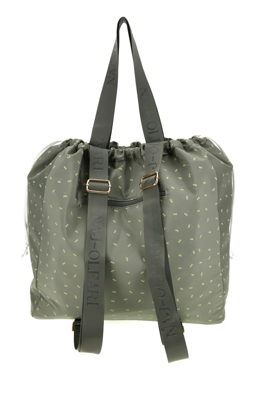 Borsa mare verde fantasia trasformabile in zaino Naj-oleari 61988/MIAP2