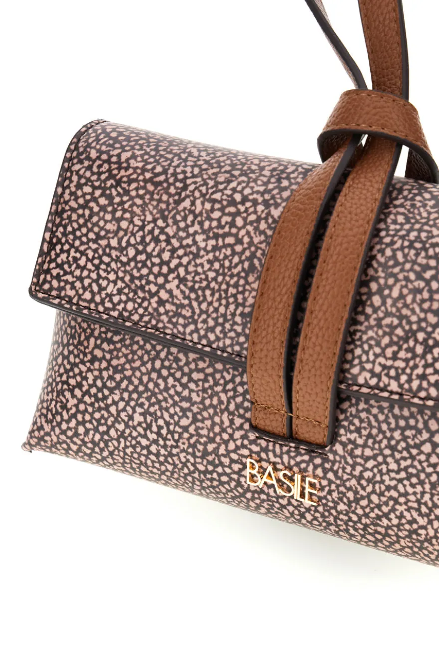 Borsa marrone a fantasia con tracolla removibile Basile BA12052TAP