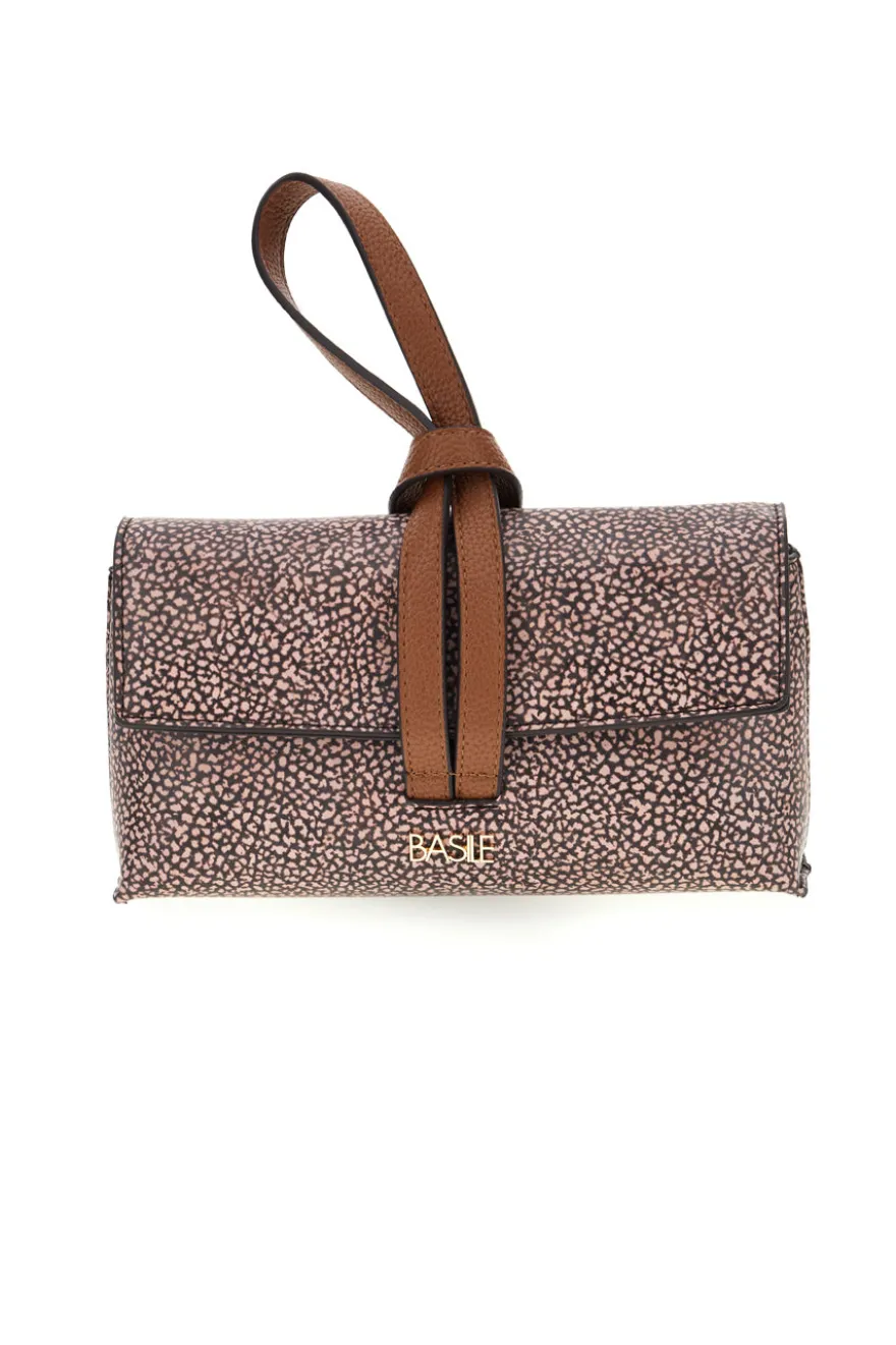 Borsa marrone a fantasia con tracolla removibile Basile BA12052TAP
