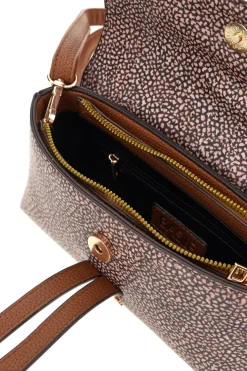 Borsa marrone a fantasia con tracolla removibile Basile BA12052TAP