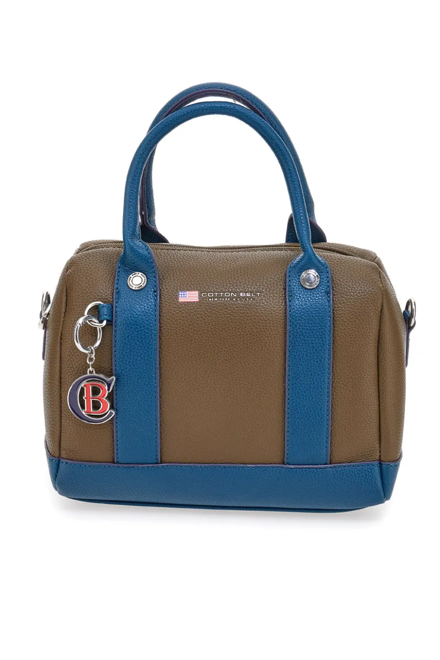 Borsa marrone e blu con doppi manici Cotton Belt K19,045,B028