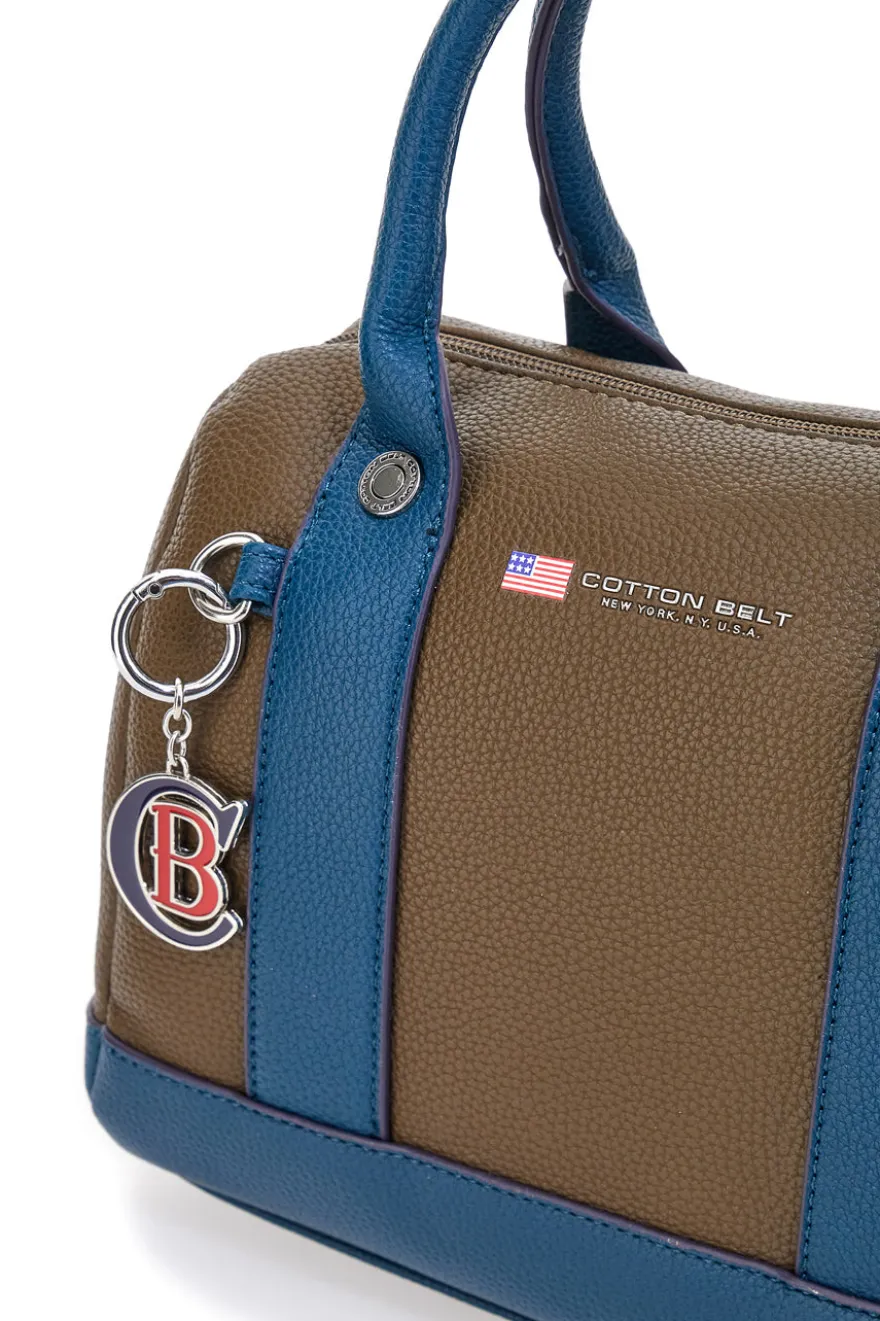 Borsa marrone e blu con doppi manici Cotton Belt K19,045,B028