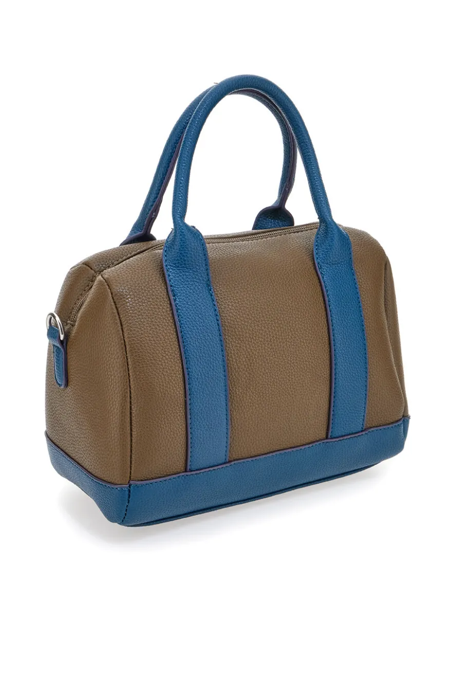 Borsa marrone e blu con doppi manici Cotton Belt K19,045,B028