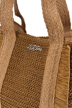 Borsa marrone intrecciata con frange Lejjou JJ90531