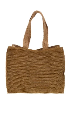 Borsa marrone intrecciata con frange Lejjou JJ90531