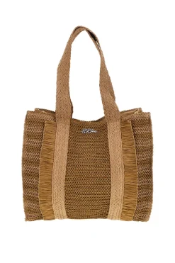 Borsa marrone intrecciata con frange Lejjou JJ90531