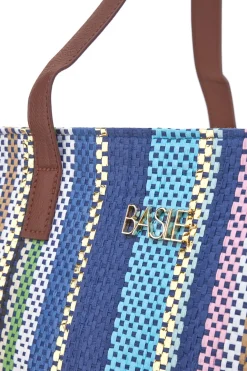Borsa multicolore con manici marroni in tessuto Basile BA23633