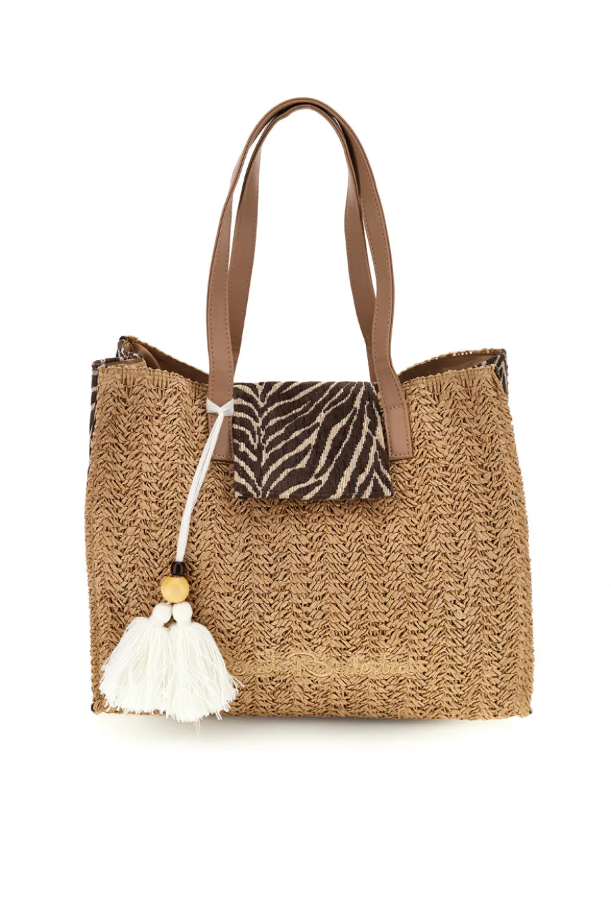 Borsa naturale intrecciata con charm Renato balestra 62141/ZAN2