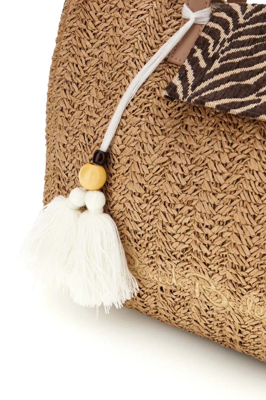 Borsa naturale intrecciata con charm Renato balestra 62141/ZAN2
