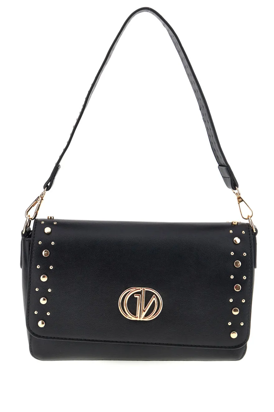 Borsa nera borchie e tracolla Guido vietri K30,376,B016