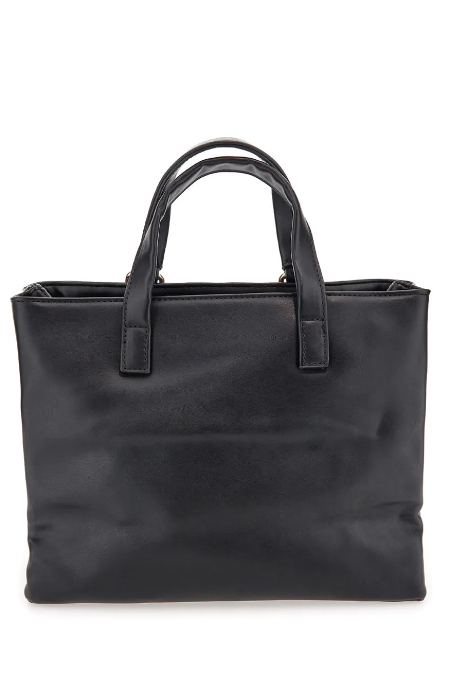Borsa nera con borchie e tracolla removibile Lancetti CLASH