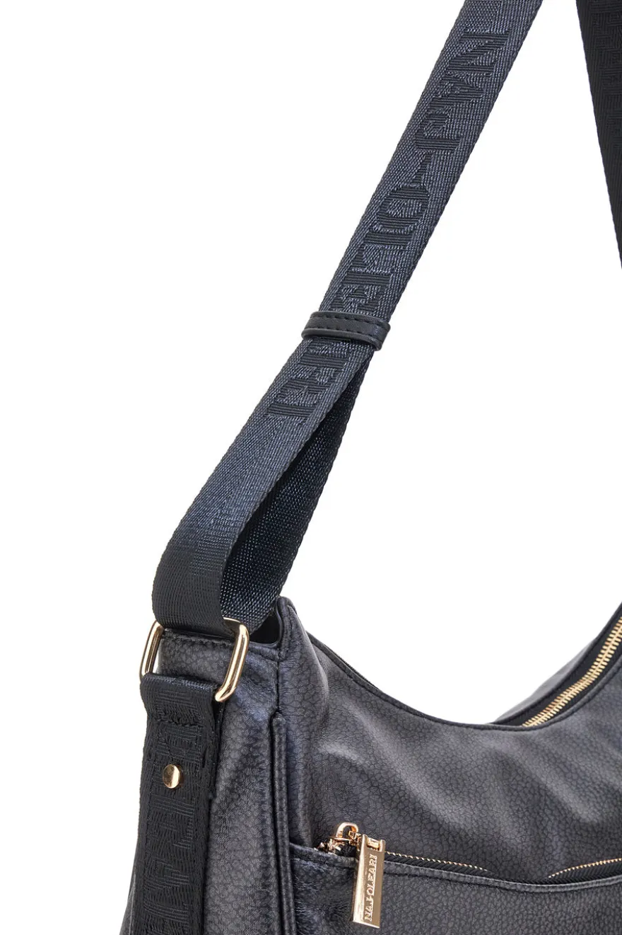 Borsa nera con charm e zip dorate Naj-Oleari 61329/BOBA13