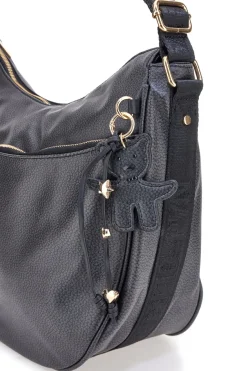 Borsa nera con charm e zip dorate Naj-Oleari 61329/BOBA13