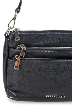 Borsa nera con manico corto e tracolla inclusi First Lady SL 18852