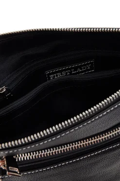Borsa nera con manico corto e tracolla inclusi First Lady SL 18852