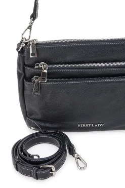 Borsa nera con manico corto e tracolla inclusi First Lady SL 18852