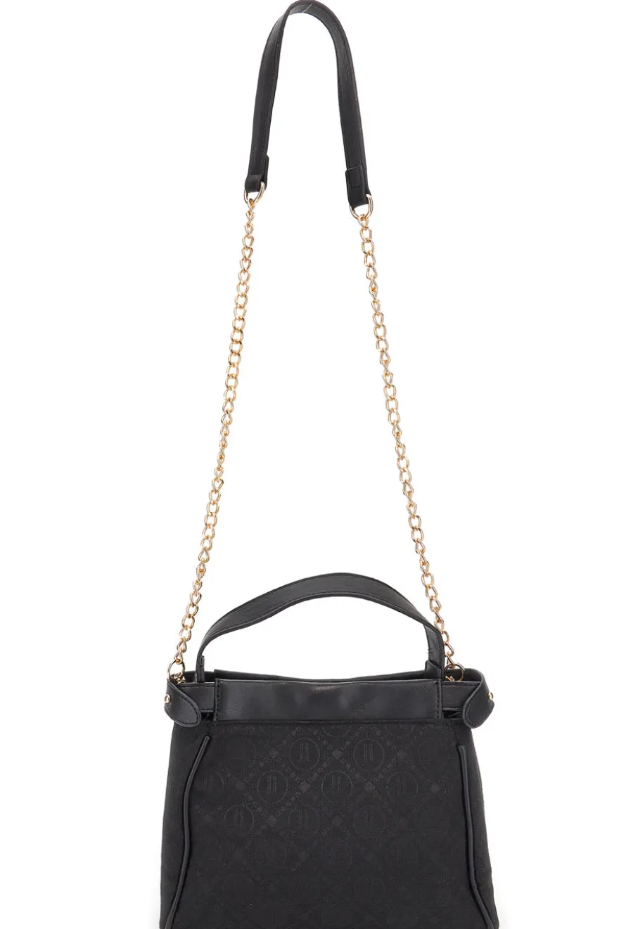 Borsa nera con tracolla con catenella Lancetti Seyla